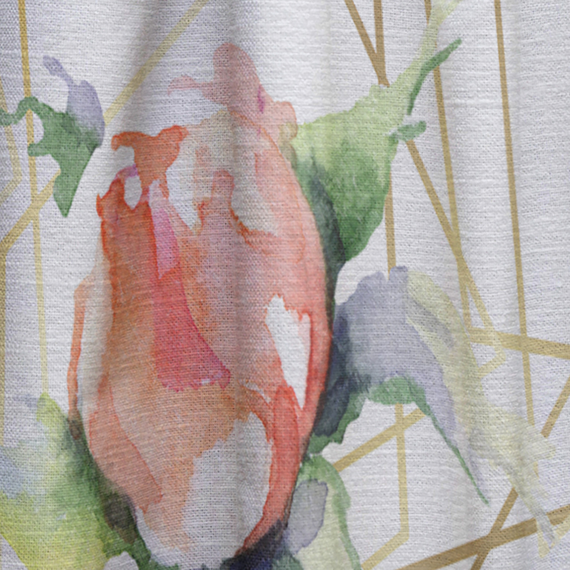 Designart 'Orange Rose Flower Retro Pattern on White' Mid-Century Modern Curtain Panel