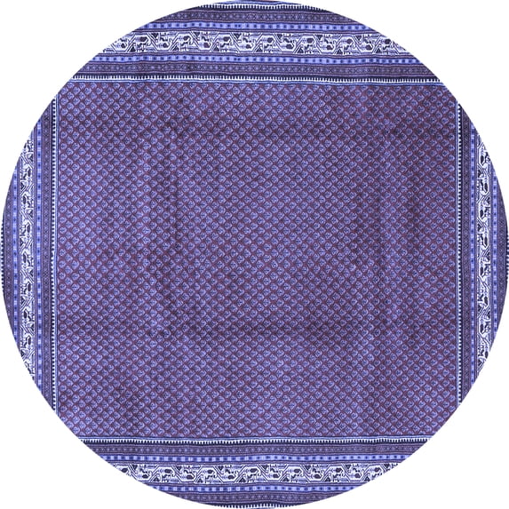 Ahgly Company Machine Washable Indoor Round Persian Blue Traditional Area Rugs, 8' Round