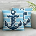 thumbnail image 3 of COMIO Anchor Pillow Covers Nautical Ship Boat Blue and White Stripes Throw Pillow Case Pillow Sham Cushion Cover Printed One Side, 3 of 5