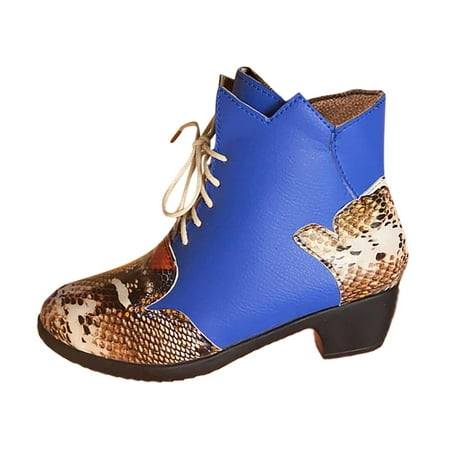 

Jungdeepe Women s Stylish Leather Lace Up Ankle Boots Casual Comfort Boots Women Boots Low Heel Women Boots Rain Boots for Women Size 9 Wide Calf Womens Wide Boots Womens Lace up Boots Heel Womens