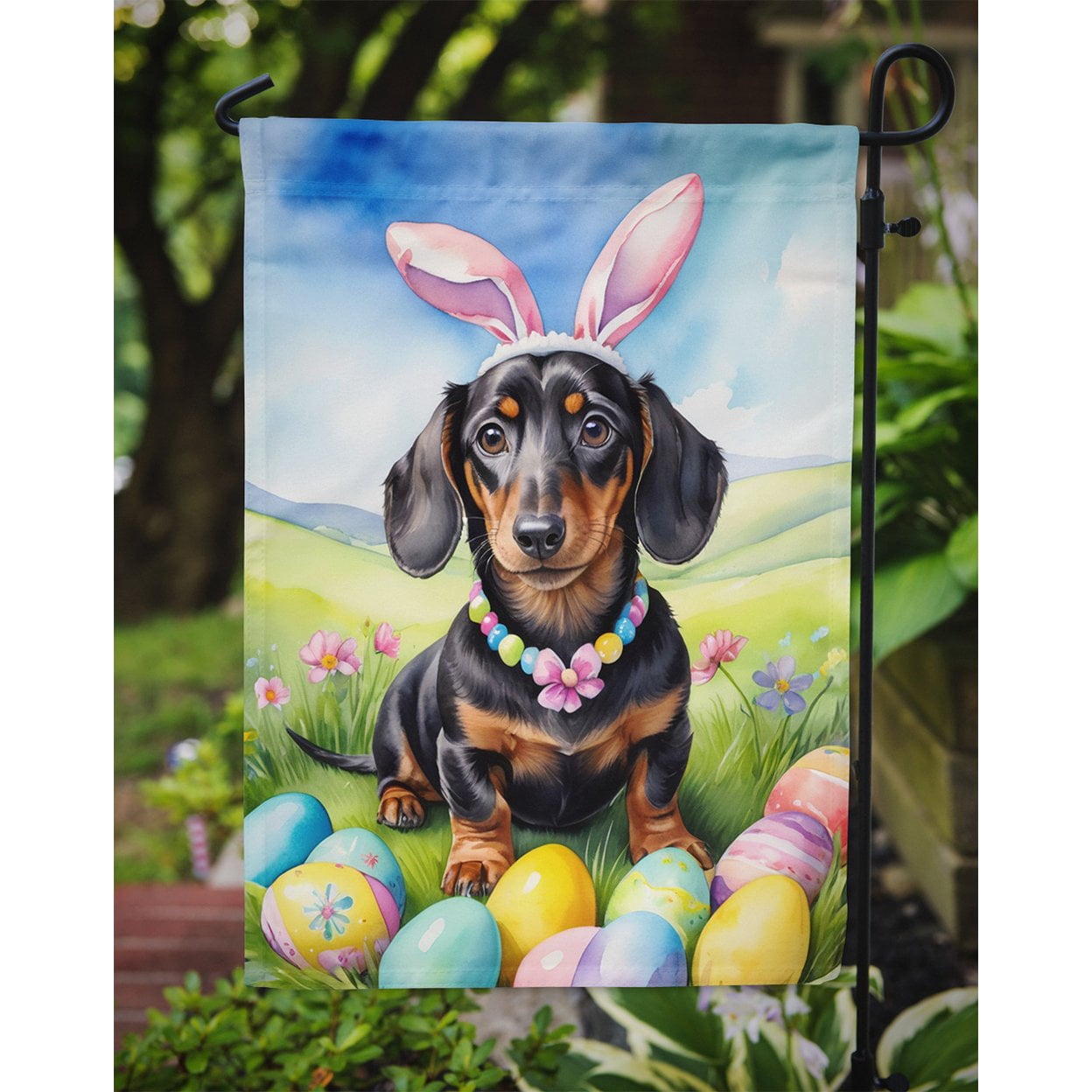 Dachshund Easter Egg Hunt Garden Flag 11.25 in x 15.5 in