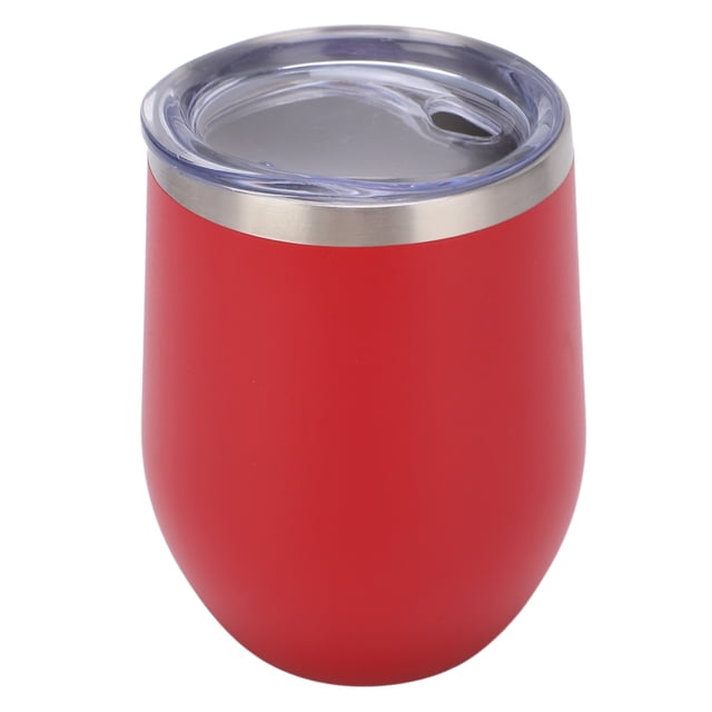 Copa de vino sin tallo de acero inoxidable de 12oz, copas de vino aisladas al vacío de doble pared con tapas para café, cócteles, helado