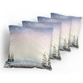 thumbnail image 5 of Ambesonne Winter Throw Pillow Cover 4 Pack, Snowfall and Pine Trees, 18", Multicolor, 5 of 7