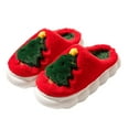 thumbnail image 3 of Xfvqtps Large Size Womens Christmas Fuzzy Slippers Fluffy Slippers Christmas Tree Print Memory Foam Thick Bottom Non Slip Indoor Outdoor House Warm Winter Cozy Slippers Red, 3 of 5