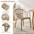 thumbnail image 5 of Avaloomia Home Outdoor Dining Chairs Set of 4, All Weather Stackable Plastic Patio Chairs with Armrest & Anti-Slip for Garden Porch Deck Kitchen No Assembly, Camel, 5 of 8
