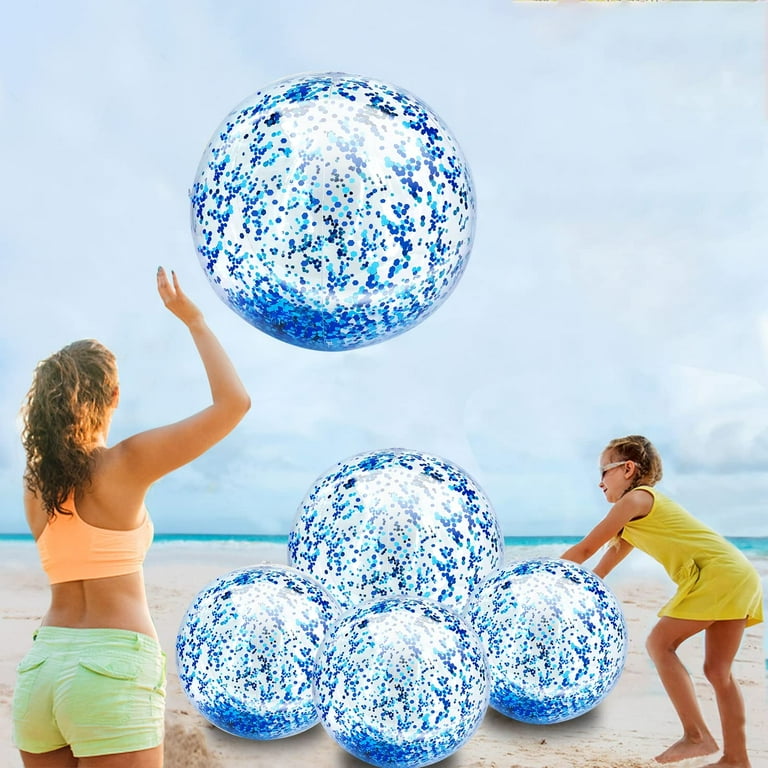 5 Pack Beach Ball Jumbo Pool Toys Balls 24inch Giant Confetti