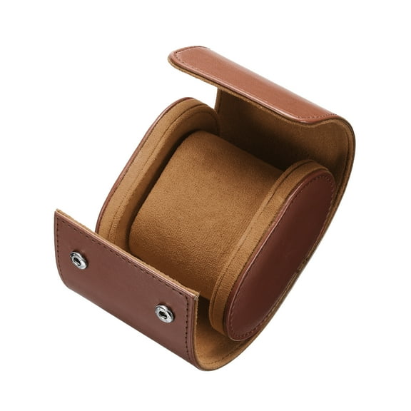 Leather Watch Travel Case Single Watch Box for Men Women Watch Holding, 1 Slot, Brown