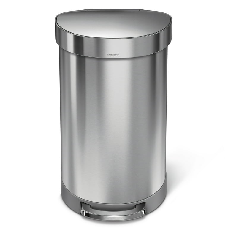 simplehuman, Indoor Step Trash Can, 12 Gal, Brushed Stainless