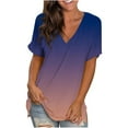 thumbnail image 2 of VERUGU Shirts for Women Fashion Casual Gradient V-Neck Short Sleeve Loose T-shirt Tops Dark Blue XXL, 2 of 4