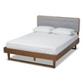 thumbnail image 2 of Baxton Studio Natalia Mid-Century Modern Light Grey Fabric Upholstered and Ash Walnut Finished Wood King Size Platform Bed, 2 of 7