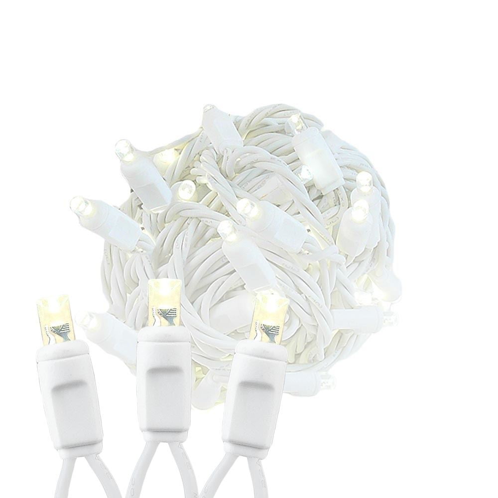 50 Warm White Christmas LED Mini Lights White Wire 13.5 ft Length 