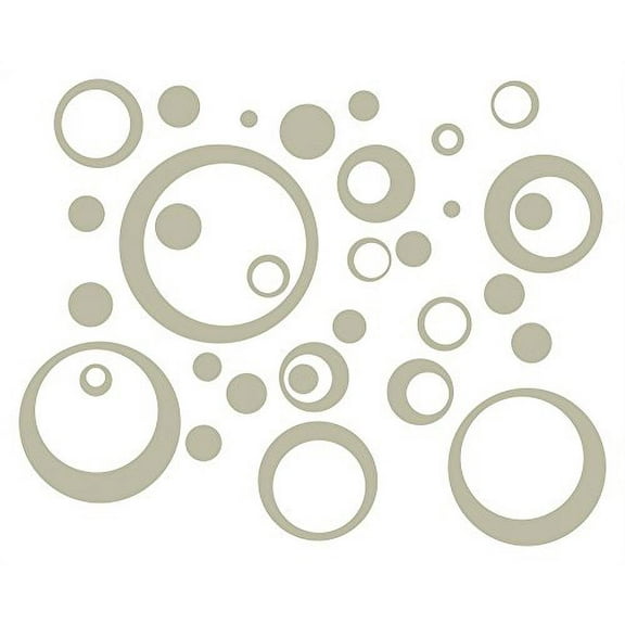 Wall Vinyl Sticker Decal Circles and Rings, Warm Gray, 25-Piece