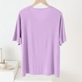 thumbnail image 5 of Fashion $15 & under Olyvenn Casual T-Shirt for Women Solid Color Soft Athletic Blouse V-Neck Short Sleeves Shirts 2025 Summer Vacation Tee Tops Purple 12, 5 of 5
