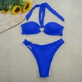 thumbnail image 4 of Hot Days, Bold Styles UTSJKR Women's Twisted Ruched Bikini Sets Two Piece Swimsuits Sexy Halter Cheeky Bathing Suits for Summer Beach Blue S, 4 of 4