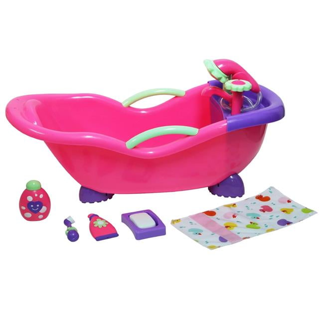 Baby Doll Bathtub & Accessories Real Working Shower Fits Most Dolls