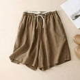 thumbnail image 2 of IDALL Shorts for Women Linen Shorts Athletic Shorts Cotton Shorts Spliced ​​elastic Waist Tie Wide Leg Pants Loose 2025 Summer New Casual Five Point Pants Womens Shorts Casual Khaki XL, 2 of 3