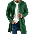 thumbnail image 2 of Miqool Men's Trench Coat Pea Coat Winter Business Long Jacket Overcoat with Pockets Knit Outerwear Long Sleeve S-3XL, 2 of 8