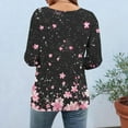 thumbnail image 7 of ZQUUVOU Women's T-Shirt 3/4 Sleeve Button Loose Print Tops C-Pink (S), 7 of 7