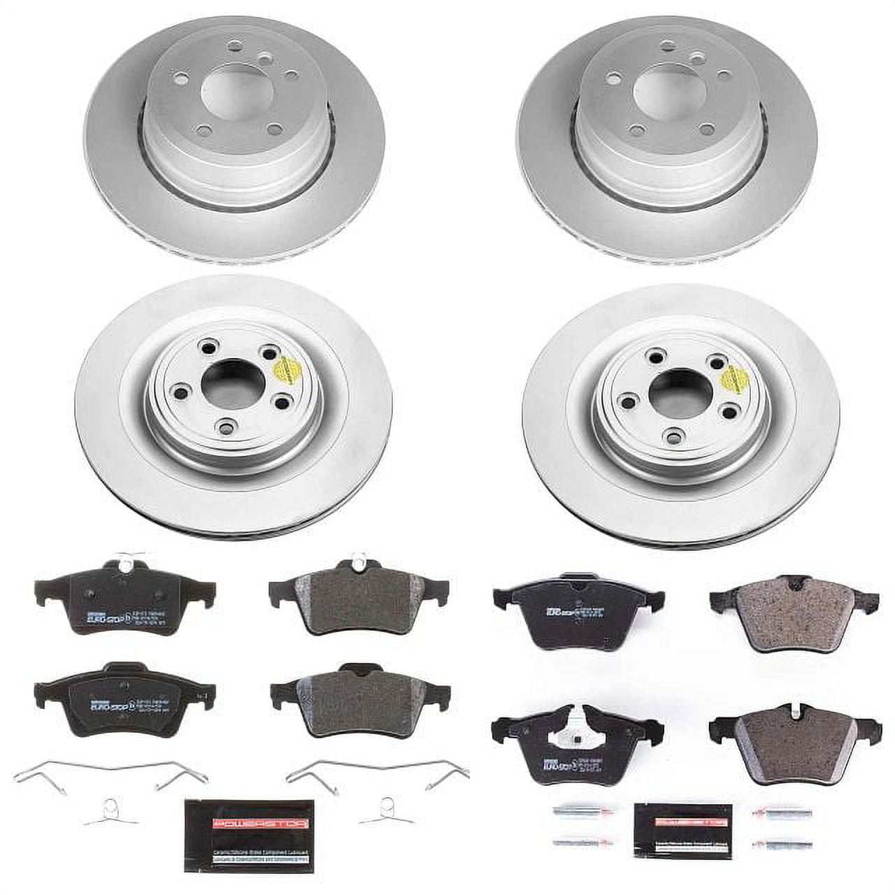 Power Stop Front and Rear Euro-Stop ECE-R90 Certified Brake Pad and Rotor Kit ESK5639 Fits 2009 Jaguar XF