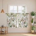 thumbnail image 3 of Spring Floral Tier Curtains, Green Botanical Flowers Watercolor Light Filtering Kitchen Curtains, 2Pcs Rod Pocket Half Window Treatments Panels for Sink Cafe Cabinet Basement 27.5x45 Inches, 3 of 9
