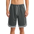 thumbnail image 2 of Men's Elastic Waist Drawstring Basketball Shorts Knee-Length Contrast Striped Hem Relaxed Fit Breathable Lightweight Summer Bottoms for Gym Workout and Outdoor Sports Dark Gray M, 2 of 6