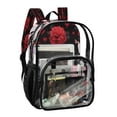 thumbnail image 2 of PVC Transparent Backpacks Clear Backpack for Travel and Outings Red Roses and Hearts Pattern, 2 of 7