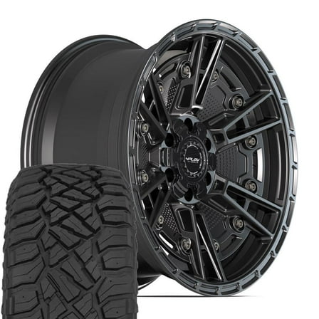 4PLAY Wheels 4PS01 20 Inch Rims and Tires Fit 6x135 & 6x139.7 20x9 Satin Black - TerraMax RT 275/55-20 (Set of 4)