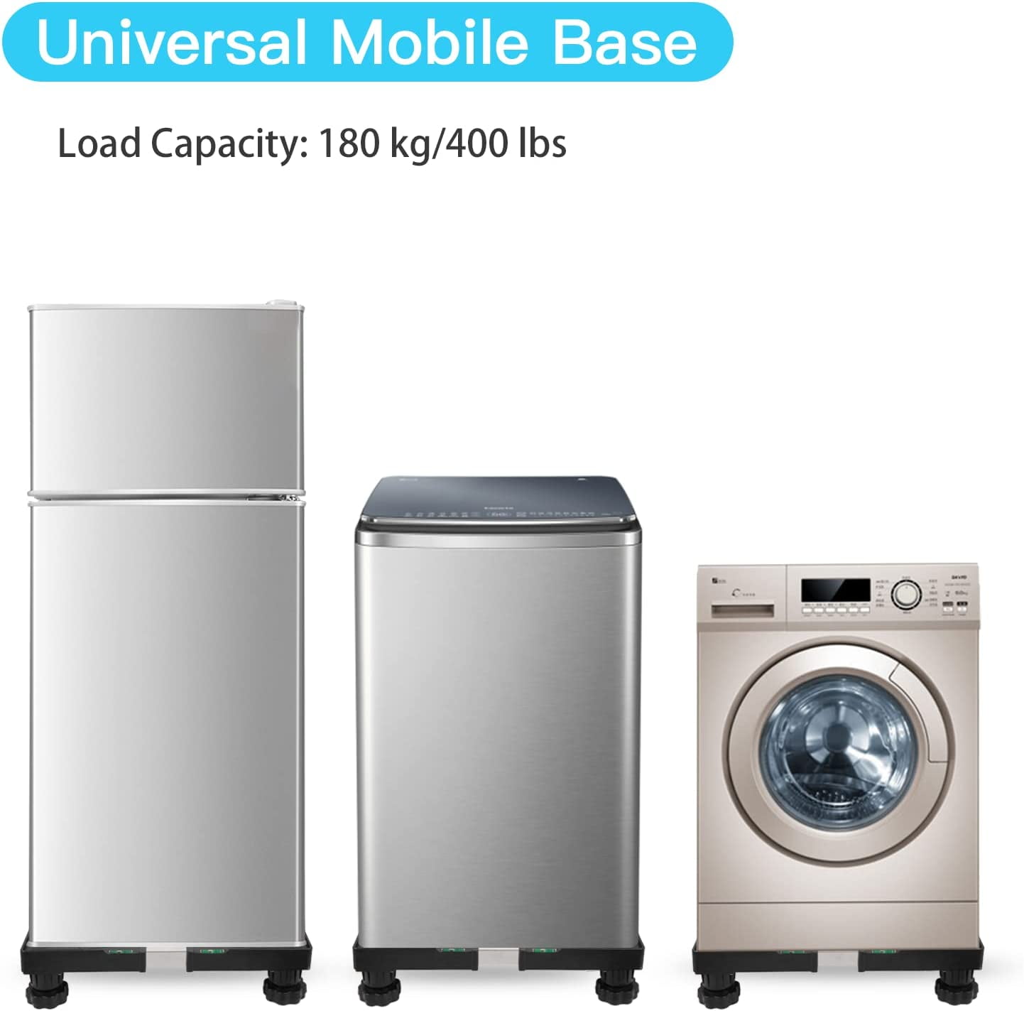 Mini Fridge Stand Universal Stand Base Adjustable Refrigerator Stand with 4 Strong Feet Washing Machine Pedestal Multi-Functional Base for Dryer (Black)