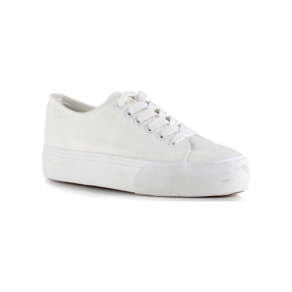 Lace Up Women's Canvas Sneakers in White