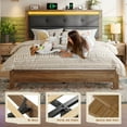 thumbnail image 2 of EnHomee Queen Bed Frame with LED Lights and Charging Station Upholstered Platform Bed with Headboard & Storage Shelf Sturdy Wood Qunne Size Bed Frame, No Box Spring Needed, Gray, 2 of 7