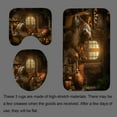 thumbnail image 4 of 4PCS Deer Shower Curtain Set, Country Mountain Pine Tree Foggy Woodland Elk Birds Wildlife Animals Hunting Lake Cabin Rustic Farmhouse Bathroom Decor, Non-Slip Bath Mat, Crescent Moon, 4 of 7