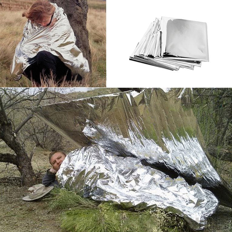 ANSUG 10er Pack Notfalldecke Survival Reflective Thermal First Aid Foil Blanket Silber 