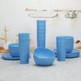 thumbnail image 2 of Mainstays 30-Piece Blue Etched Checkered Plastic Dinnerware Set, Includes 10 Plates, 10 Bowls, 10 Tumblers, 2 of 17