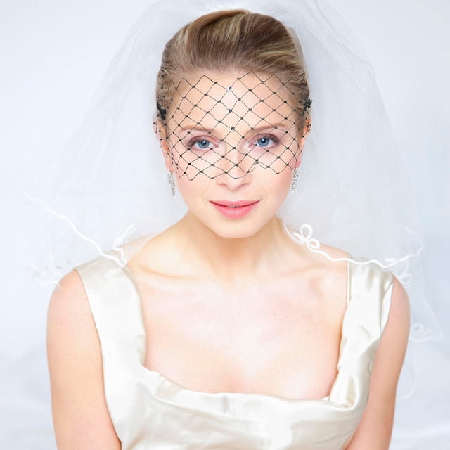 OULII Dramatic Stage Veil Black Mesh Veil 1Pack for Festival Photography