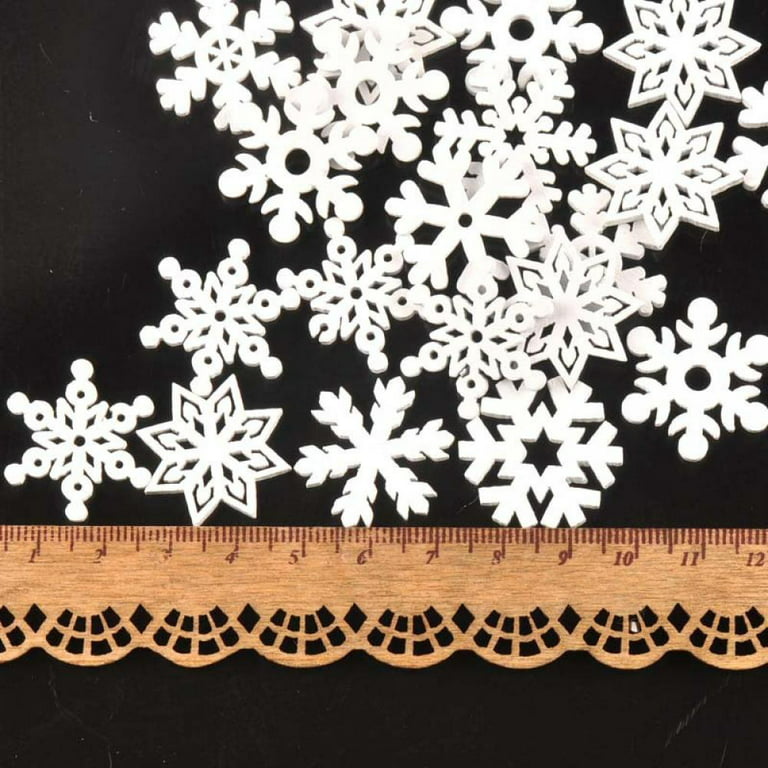50 Pcs Wooden Snowflake Crafts Snowflakes Supplies Christmas Decorations  Winter 