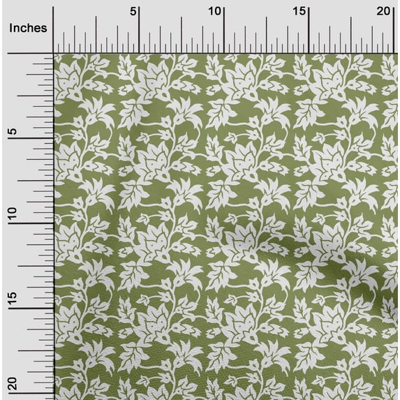 oneOone Georgette Viscose Fabric Leaves & Floral Block Print Sewing Fabric BTY 42 Inch Wide