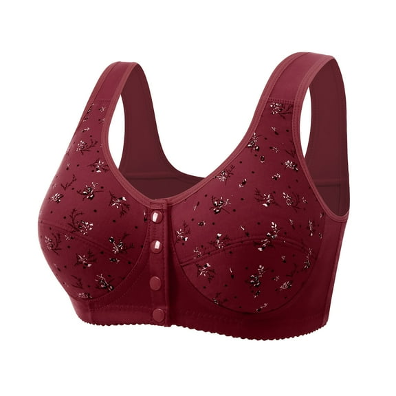 Ohufall Women's Front Button Closure Bras Sexy Solid Casual Soft Support Full Coverage Bra Comfy Breathable No Steel Rims Everyday Bras for Women
