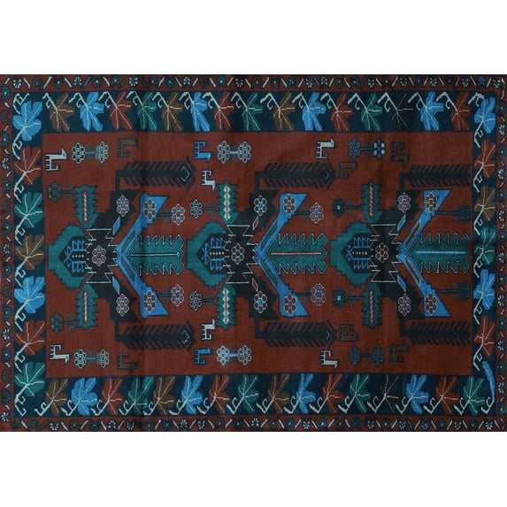 Ahgly Company Indoor Rectangle Animal Light Blue Traditional Area Rugs, 6' x 9'