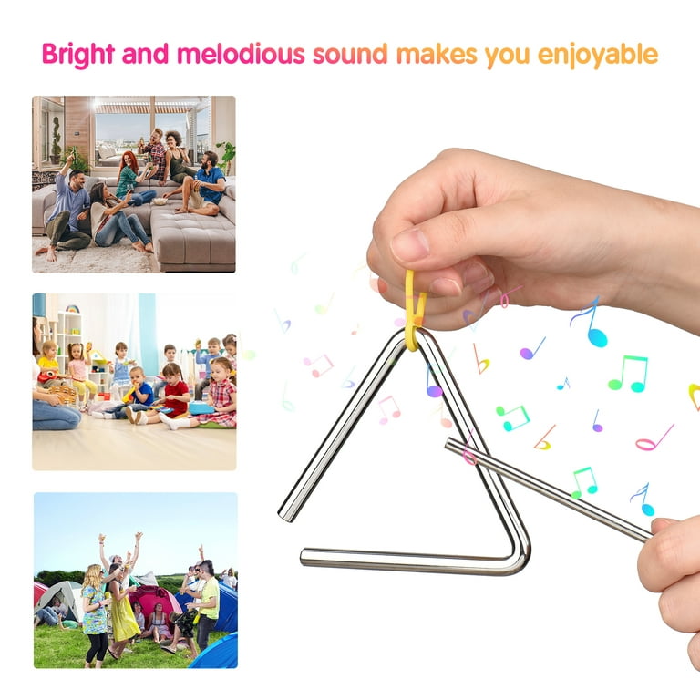 Metal Music Triangle Percussion Instrument Musical with Beater Kids Adults