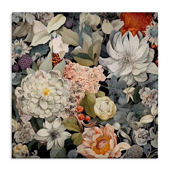 Stupell Industries Grey Mixed Botanicals Botanical & Floral Painting Gallery Wrapped Canvas Art Print Wall Art, 17 x 17