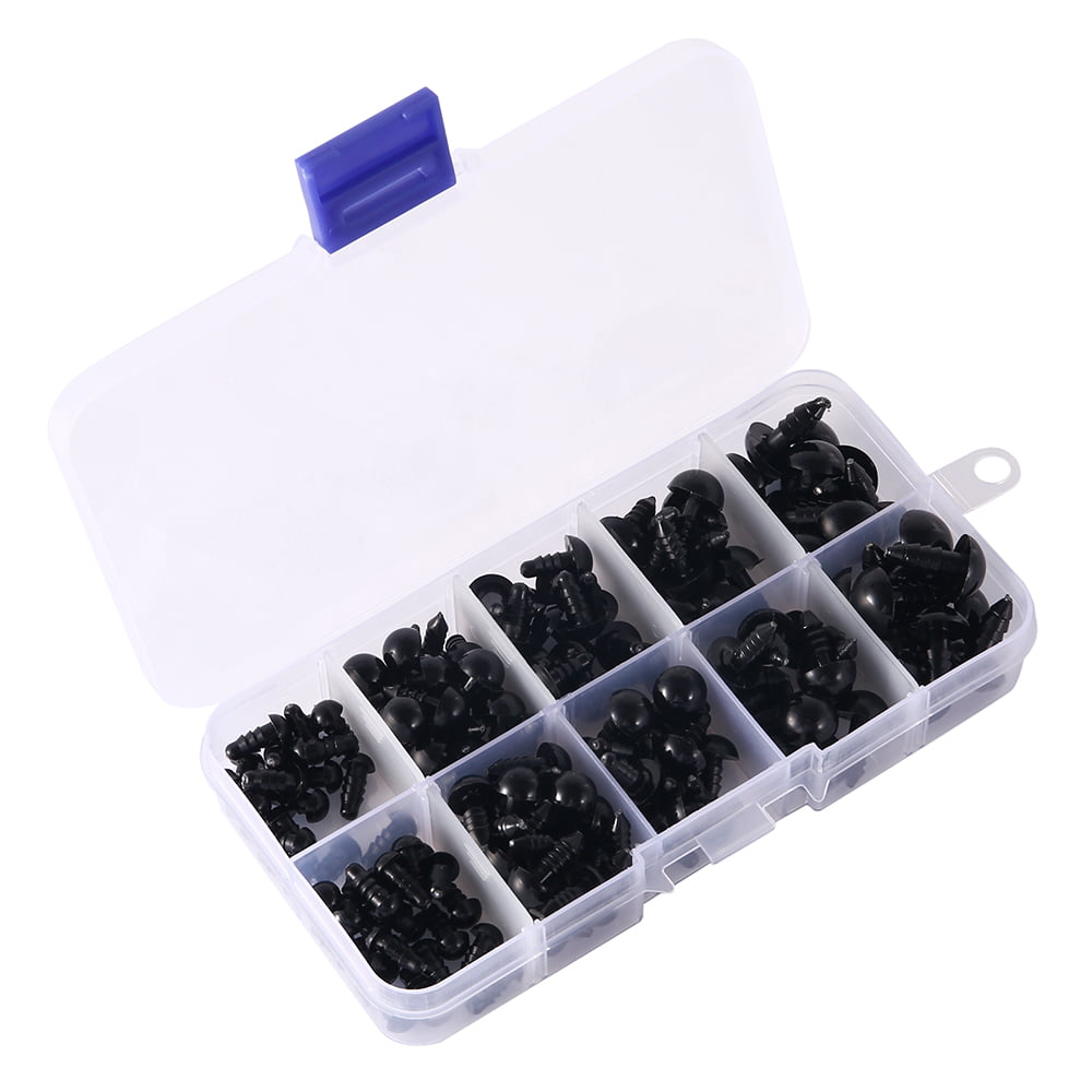 Willstar 150 Pcs 6-12mm Plastic Safety Eyes with Washers for Doll Making (Black), Size: 150pcs/box, Other