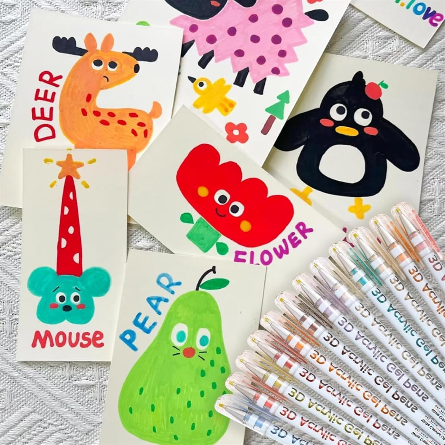3D Acrylic Pen, 1.0 mm 3D Acrylic Gel Pens Write Colorful Life, 2025 New 3D Acrylic Paint Markers, Acrylic Pens Paint Pens Glitter Gel Pens Stick for Coloring, Writing (12 Colors)