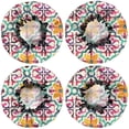thumbnail image 2 of Shower Caps,Yellow Ethnic Floral Pattern Waterproof Shower Cap for Women 4 Pieces,Double Reusable Hair Cover for Shower PEVA Elastic Stretch Hem, 2 of 7