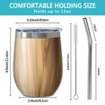 thumbnail image 5 of 12oz Insulated Wine Tumbler with Lid & Straw, Stainless Steel Egg Shape Cup, Wood Print, 5 of 5