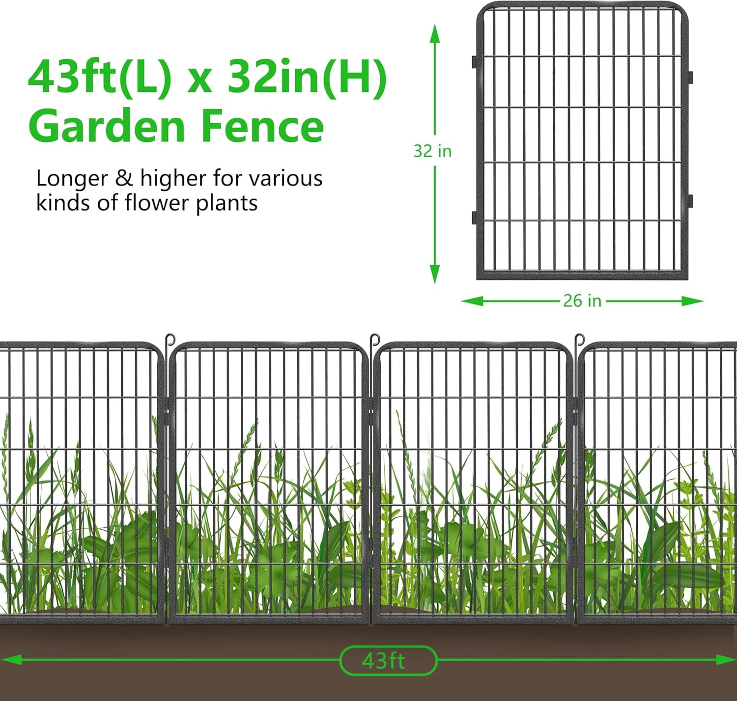 Jhsomdr Decorative Garden Fence 32" Height 20 Panels Heavy Duty Metal No Dig Animal Barrier Garden Wire Fencing for Yard