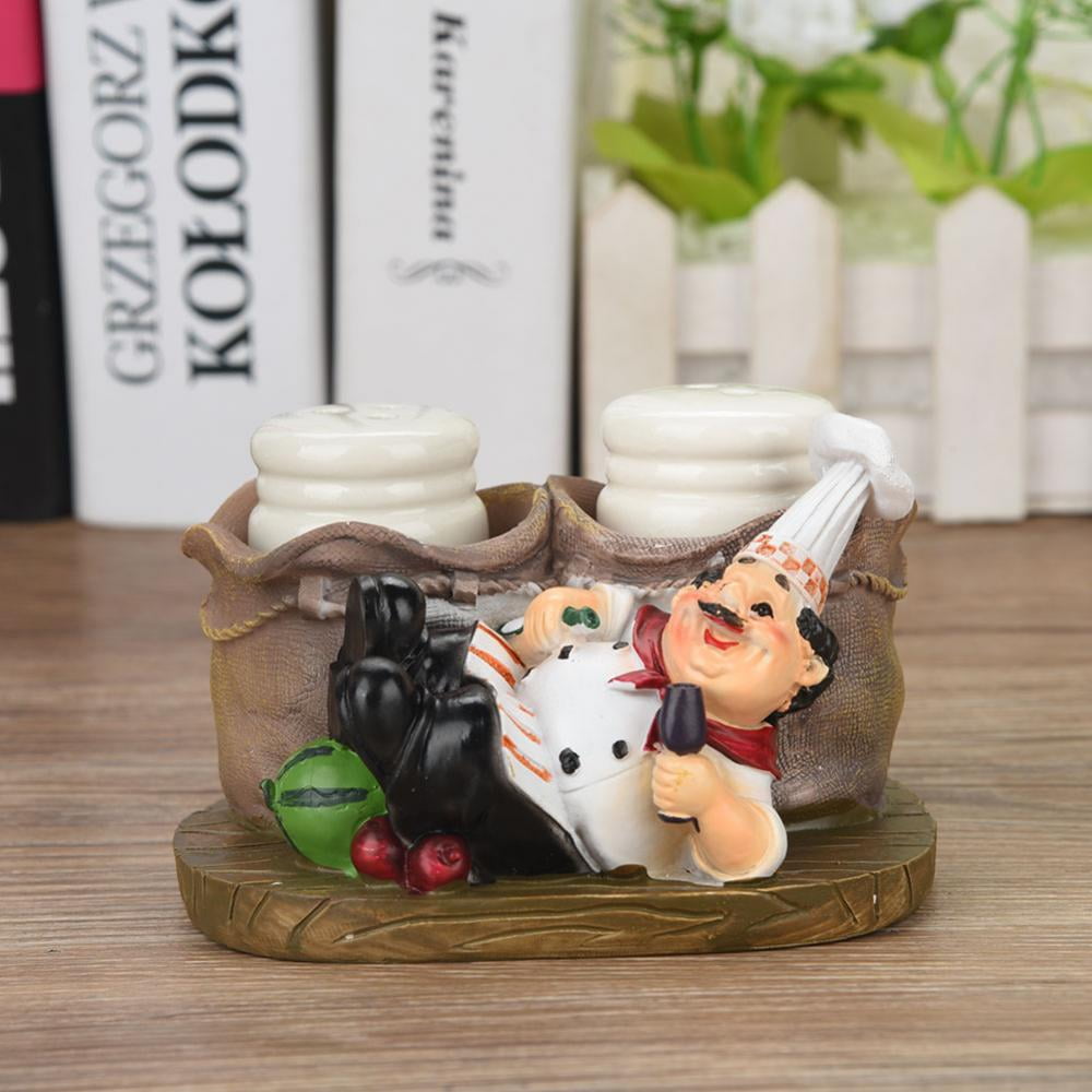 LYUMO Chef Figurine,Cute Chef Statue Salt & Pepper Bottle Holder