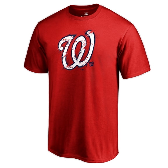 Men's Red Washington Nationals Splatter Logo T-Shirt