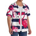 thumbnail image 2 of Goofa Pink Flamingos Printed Men's Casual Short-sleeved Shirt,Lightweight Breathable Button-down,Summer Casual men's top,Versatile Fashion shirt-Small, 2 of 7