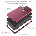 thumbnail image 2 of iPhone XR Case, iPhone XR Phone Case, 3 in 1 Heavy Duty Rugged Hybrid Hard PC Cover Soft Silicone Bumper Impact Resistant Non-Slip Shockproof Protective Case for iPhone XR 6.1 Inch, Wine Red, 2 of 8
