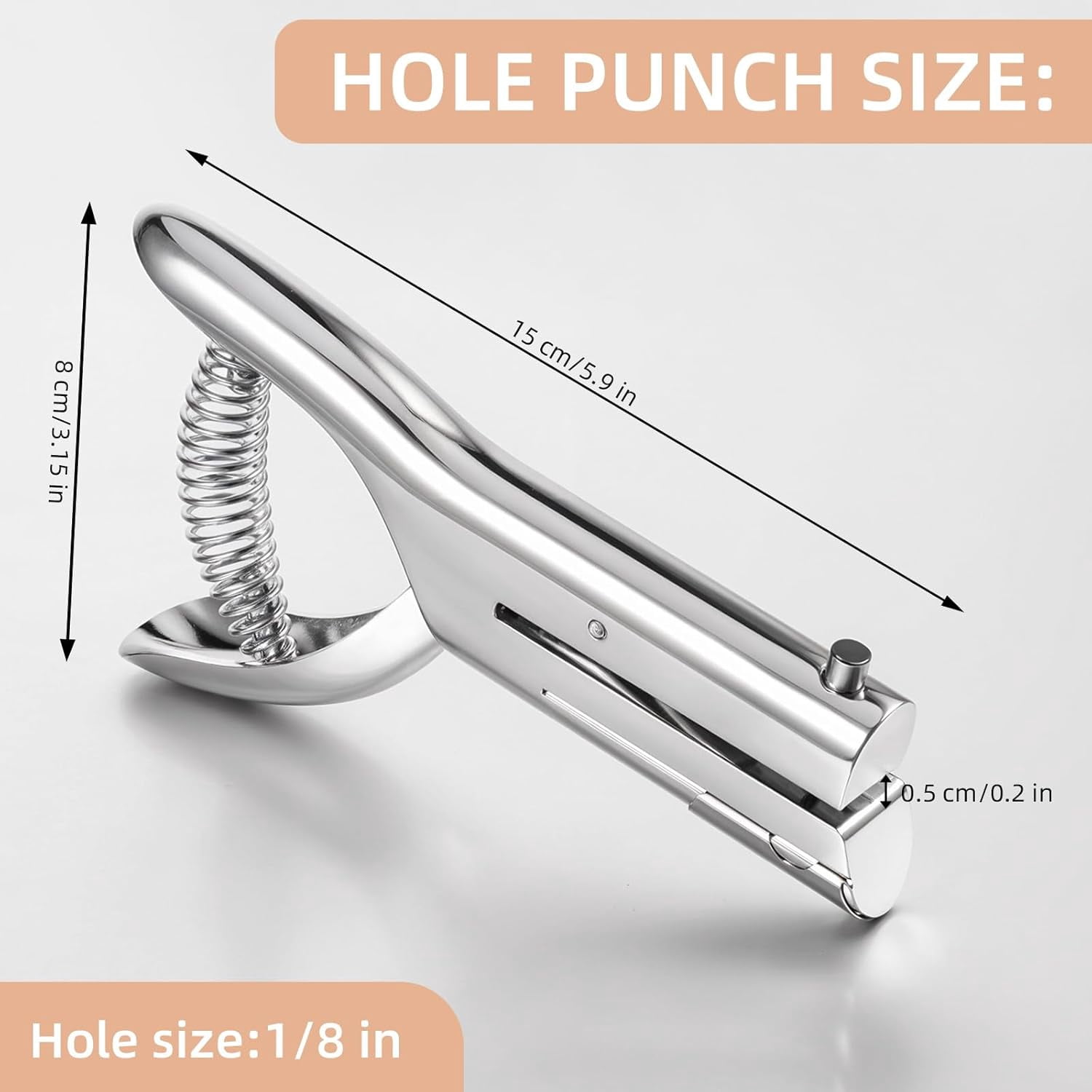 ABPETE 1/8 inch Hole Punch,Single Hole Punch Heavy Duty Hole Punches Paper Punch Portable Hand Held Long Hole Punch Small Hole Puncher Single for Tags Paper Cards Plastic Cardboard (1/8''-3MM Hole)